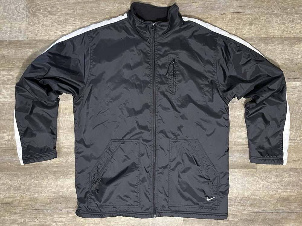 Y2K Nike Jacket Men's L Black Fleece Lined Windstopper Retro Basketball Golf
